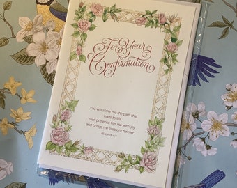 Vintage Circa 1980s 'For Your Confirmation' Card with BEAUTIFUL Floral Design - A Card To Treasure Forever - Sweet Verse Inside - Nostalgia