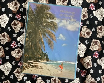 RARE Large Vintage Circa 1970s 'With love to my Husband on our Anniversary' Retro Surfer & Beach Scene Photo Card Surfing Lover Husband Card