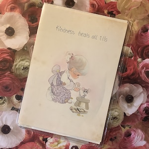 非常に希少な1979年未執筆の「貴重な瞬間」お見舞いカード、キューピー人形風の少女とネズミのデザインが素晴らしい - ヴィンテージ/レトロ/ノスタルジアファン