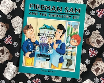 Vintage 1989 'Fireman Sam And The Chemistry Set' Book in Paperback by Diane Wilmer Collectable Book Nostalgic Birthday Gift Fun Fireman Gift