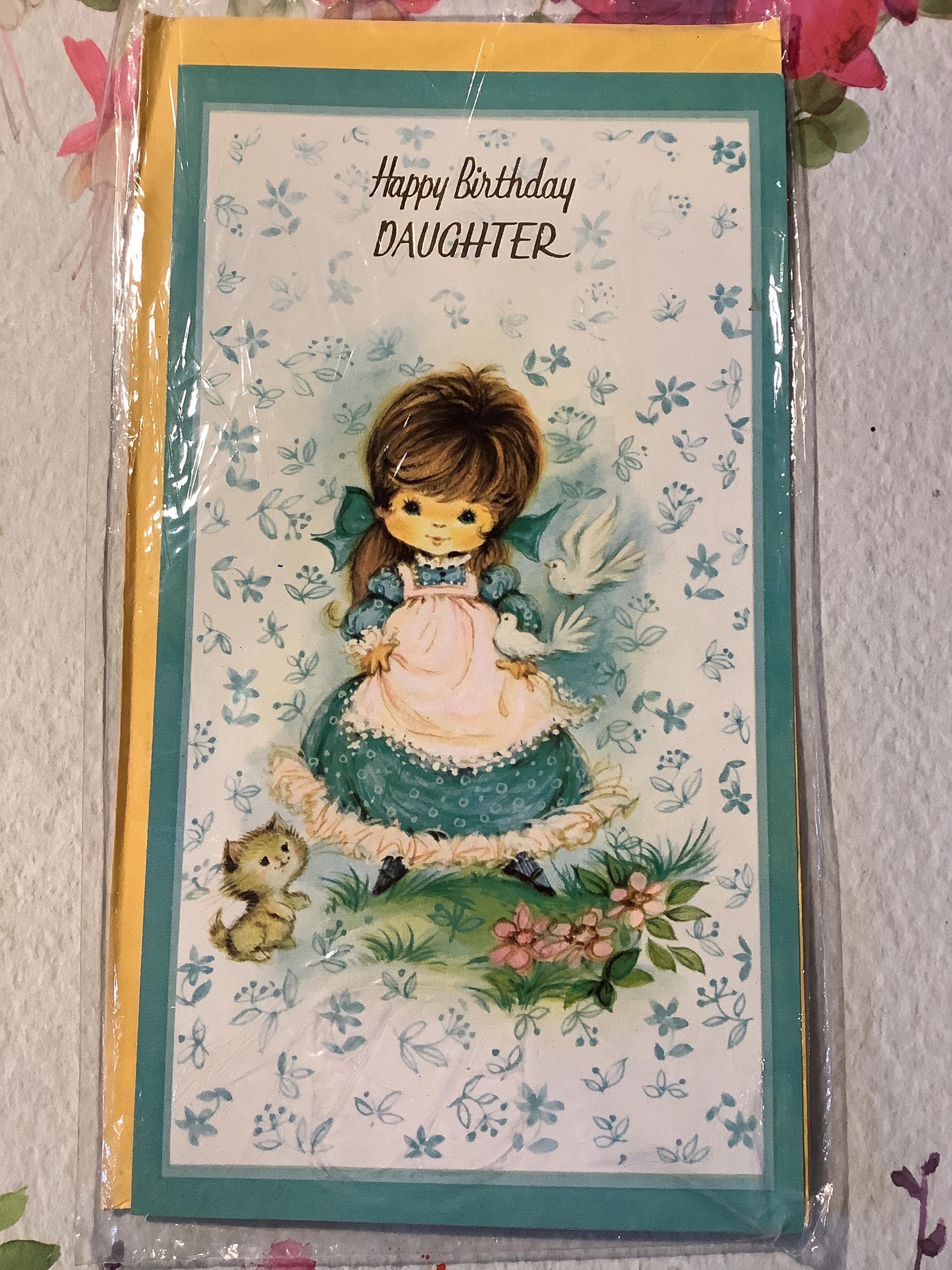 RARE Vintage Circa 1970s Happy Birthday Daughter' Card - STUNNING Girl ...