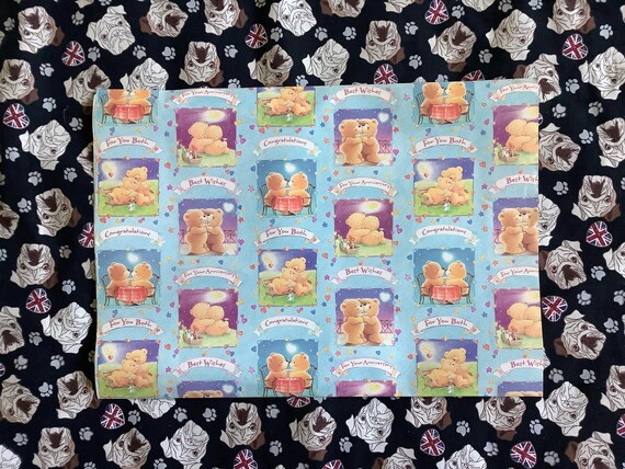 Vintage 1980s Forever Friends Anniversary Gift Wrap – Teddy Bear Paper