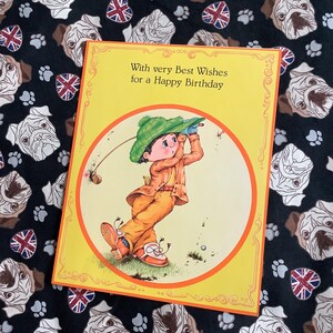 ZELDZAME grote vintage verjaardagskaart uit de jaren 60 met een leuk, retro 'niet zo goed' golferontwerp - sentimenteel vers erin - golfliefhebberkaart