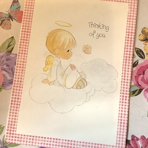 EXTRÊMEMENT Rare vintage 1979 Unwritten 'Precious Moments' Carte Vierge ADORABLE Kewpie Style Angel Design vintage / Rétro / Nostalgie AmourEux Ami