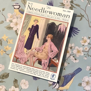 Biglietto vuoto con riproduzione della copertina della rivista "The Needlewoman" del 1928 - Biglietto insolito da incorniciare - Amante della moda anni '20