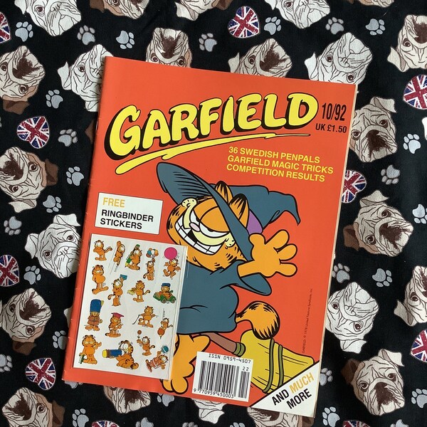 EXTREMELY Rare Vintage October 1992 'Garfield' Comic Complete With FREE Garfield Ringbinder Stickers - Nostalgic Gift for a Garfield Lover