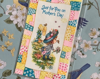 RARE Circa 1970s Vintage/Retro 'Just for You on Mother’s Day' Card - Cute Holly Hobbie Style Girl & Animals Design - Sweet Card - Cute Verse