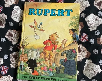 1972 Vintage Children's Book 'Rupert' Annual in hardback. Rupert The Bear Collectable - Fun Birth Year Gift for a Rupert Fan - Daily Express