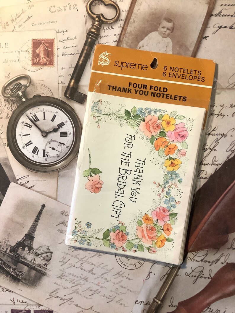 Notelets Text VERY RARE Original Vintage Circa 1960s Wedding 'thank You' Four Fold ...