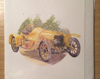 Vintage/Retro Circa 1980s Birthday Card with a Wonderful Vintage Car as its design - Classic Car Lover Card - Unusual Card