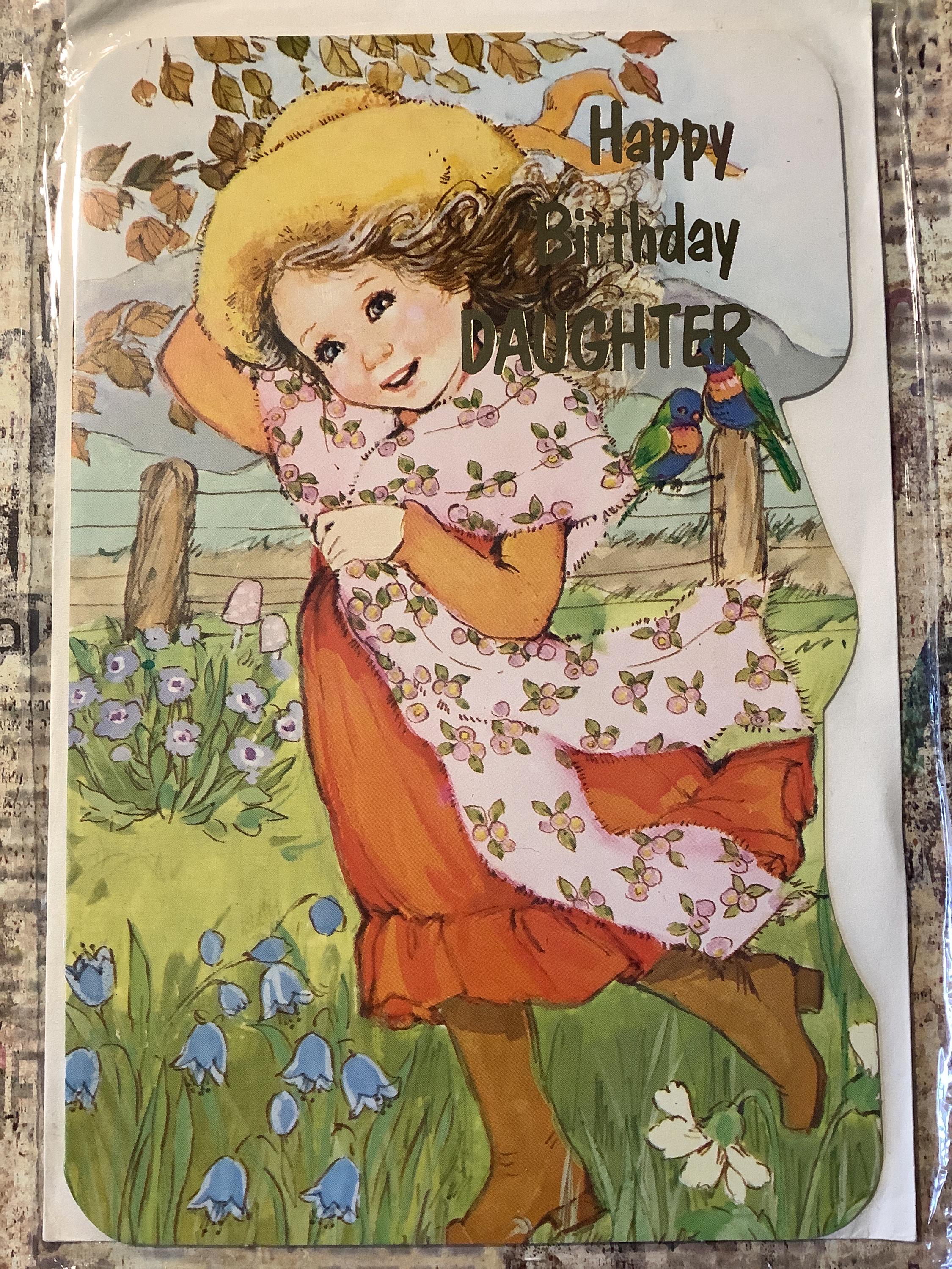 RARE Vintage Circa 1970s 'happy Birthday Daughter' Card Cute '70s Style ...