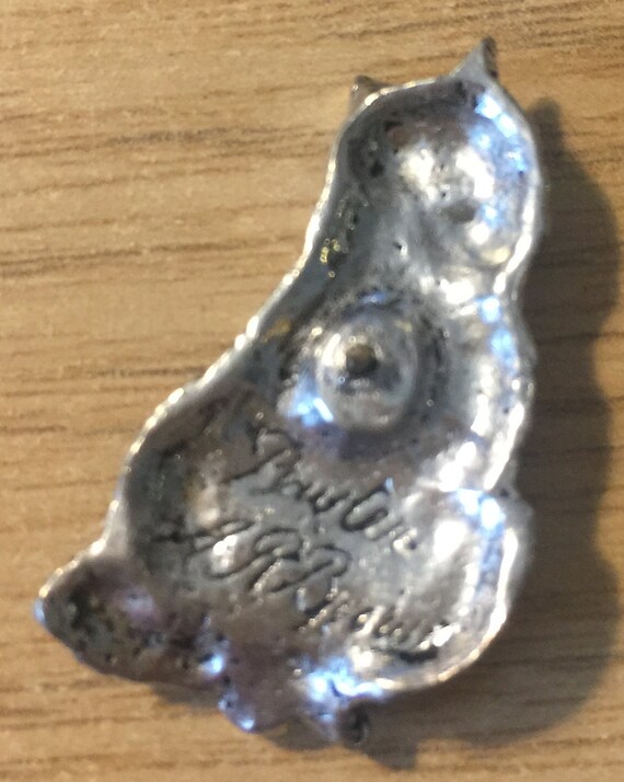 RARE Stunning Vintage Pewter Cat Brooch Signed by the… Gem