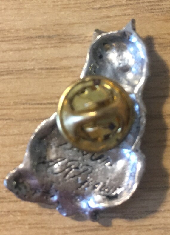 RARE Stunning Vintage Pewter Cat Brooch Signed by the… Gem