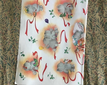 Papel de regalo vintage de la Sociedad Medici, diseño de elefante extremadamente raro de 1984 de Susan Pedley. Lindo papel navideño. Papel de regalo vintage original.