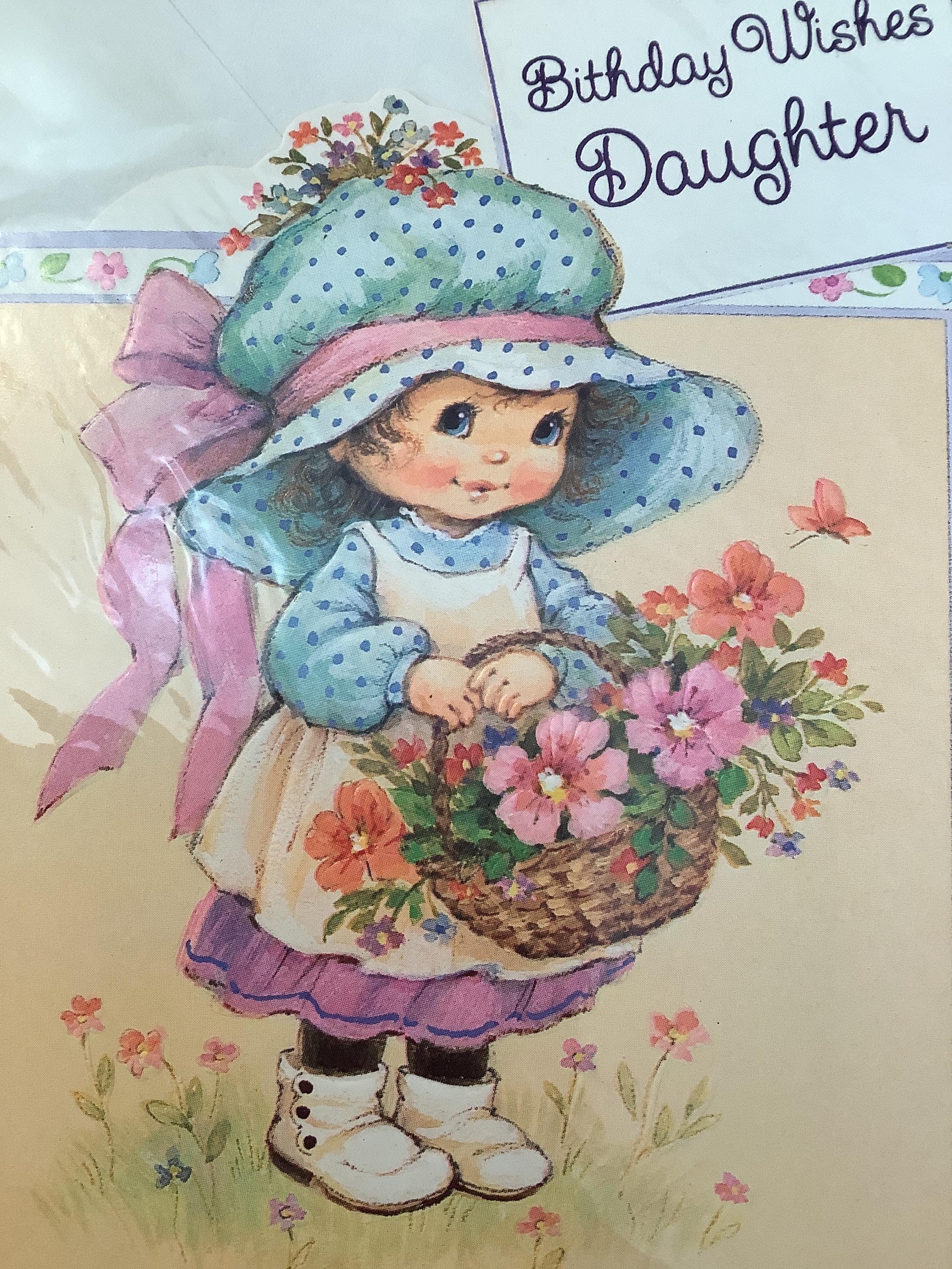 RARE Vintage Circa 1970s ' Birthday Wishes Daughter' Card - Sweet ...