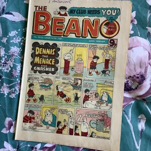 RARE Vintage From March 7th, 1981 - &#39;The Beano&#39; Weekly Comic No 2016 - Fun Comic Strips - Nostalgic/Retro Birthday Gift - With Gift Tag