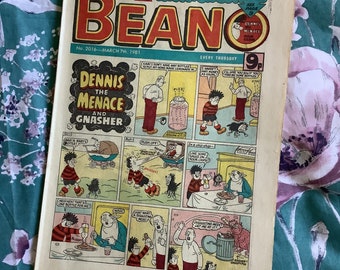 RARE Vintage From March 7th, 1981 - 'The Beano' Weekly Comic No 2016 - Fun Comic Strips - Nostalgic/Retro Birthday Gift - With Gift Tag