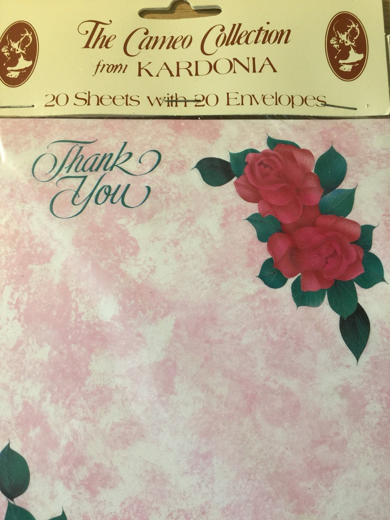Fabulous Vintage Circa 1970s 'Thank You' Note Paper 20 Pink Sheets Pretty Roses Design & 20 Pink Envelopes Vintage Wedding Stationery image 3