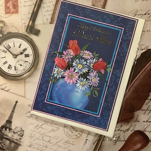 RARE vintage Circa 1980s « Happy Birthday to a Dear Mum » Card - Pretty Floral Design - Sweet Verse - Floral/vintage/Nostalgia Loving Mum