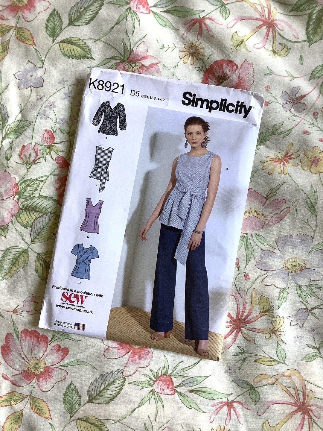 Stapoo Pattern Uncut F/F 2022 Simplicity Sewing Pattern K8921 for Misses' Tops in ...