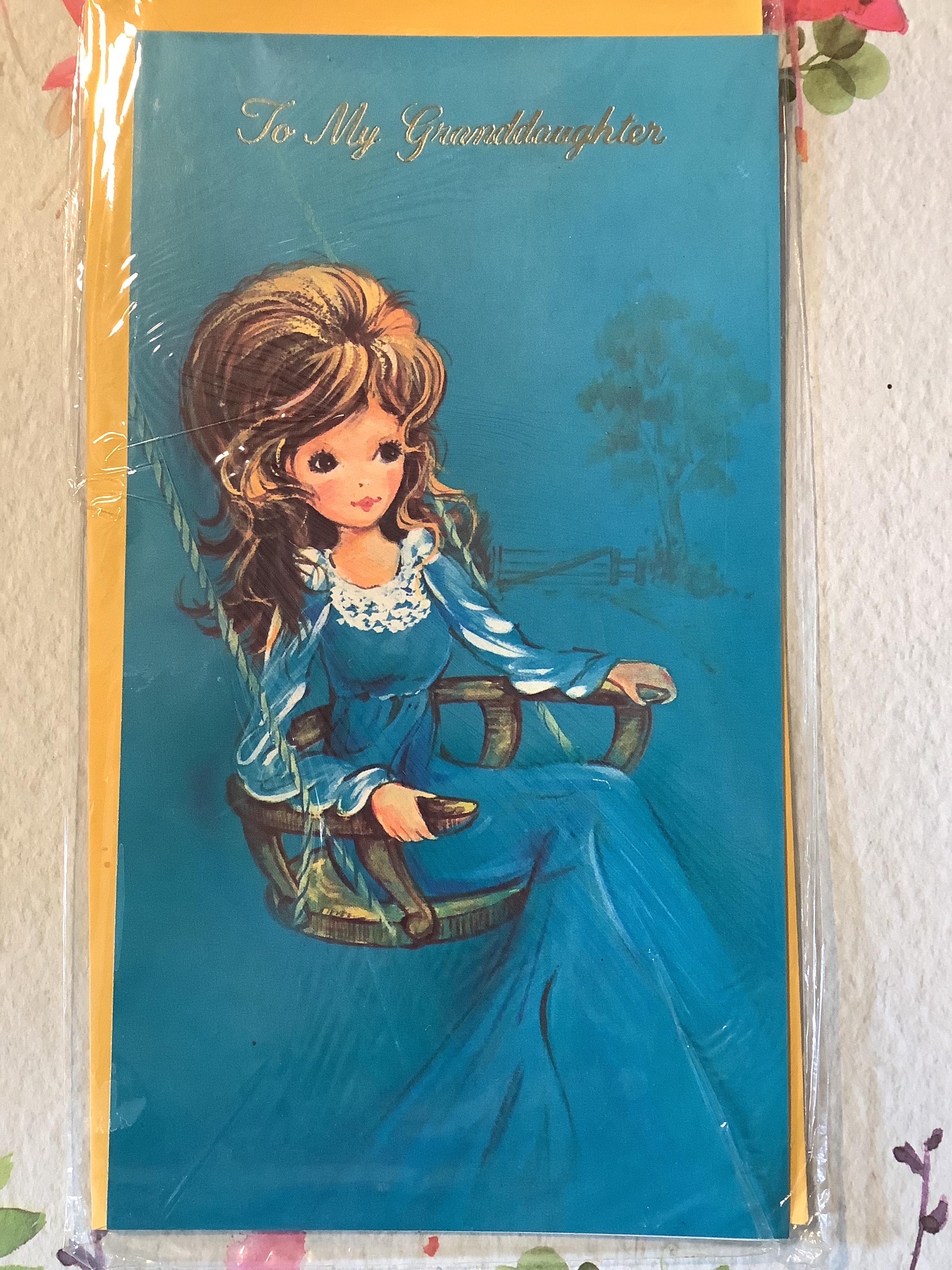 RARE Vintage Circa 1970s Granddaughter Birthday Card - STUNNING Girl in ...