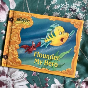 Beautiful Vintage 1992 The Little Mermaid’s Treasure Chest ‘Flounder, My Hero’ Hardback Book -Fun, Disney Birthday Gift - Ariel Fan Gift