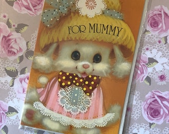 RARE & Stunning Circa 1960s Vintage/Retro Design 'For Mummy' Mothers Day Card ADORABLE Dog Design -Retro/Nostalgia Lover Mummy - Sweet Verse