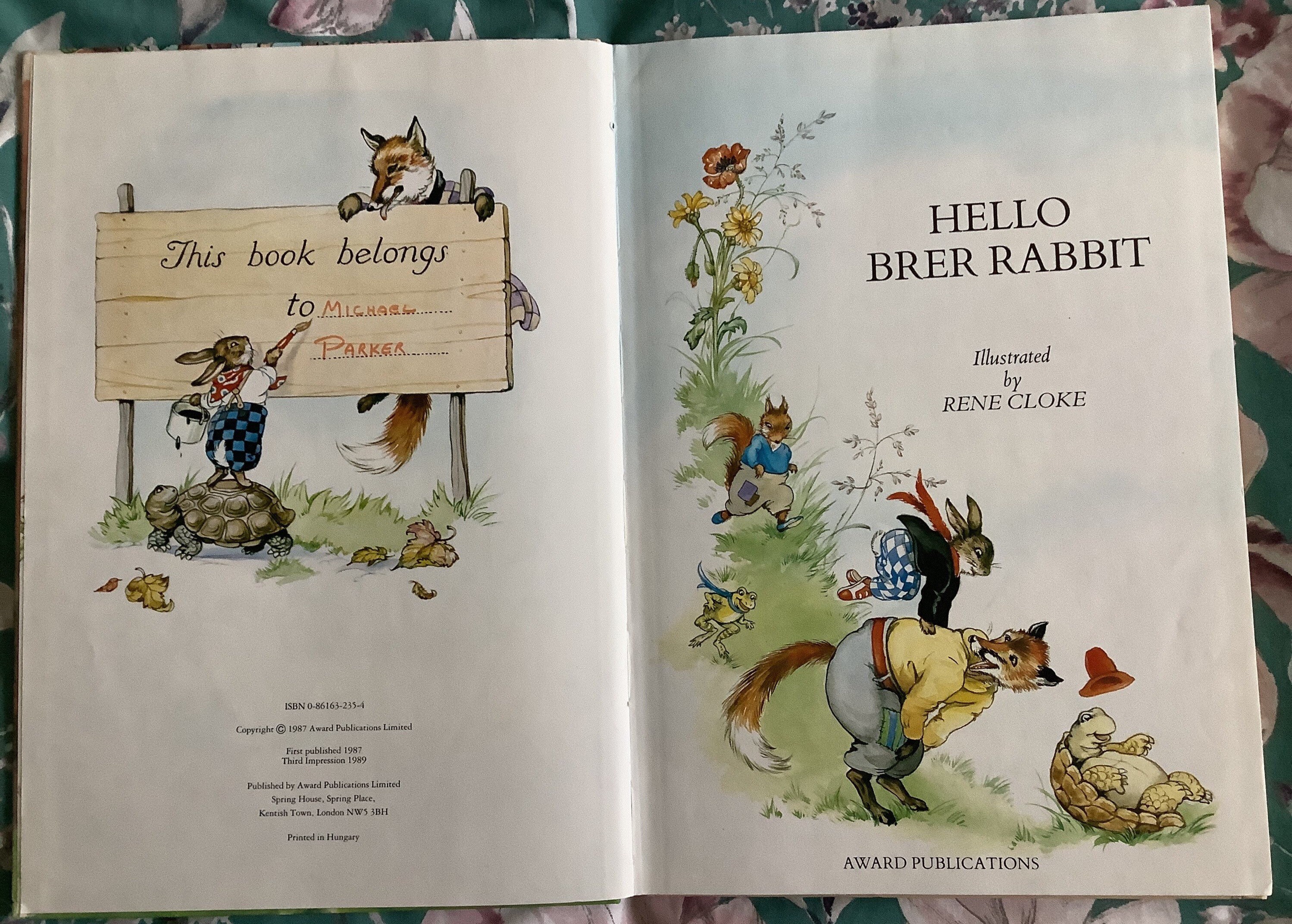RARE Vintage 1989 'my Big Book of Brer Rabbit Stories' Hardback Book ...