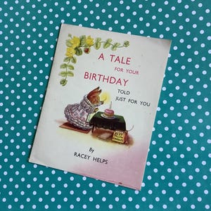 Tarjeta de cumpleaños MUY RARA de Racey Helps, de la década de 1940 aproximadamente. Serie Pepys n.° 1. Minilibro ilustrado de cumpleaños con Tabitha Twinklenose.