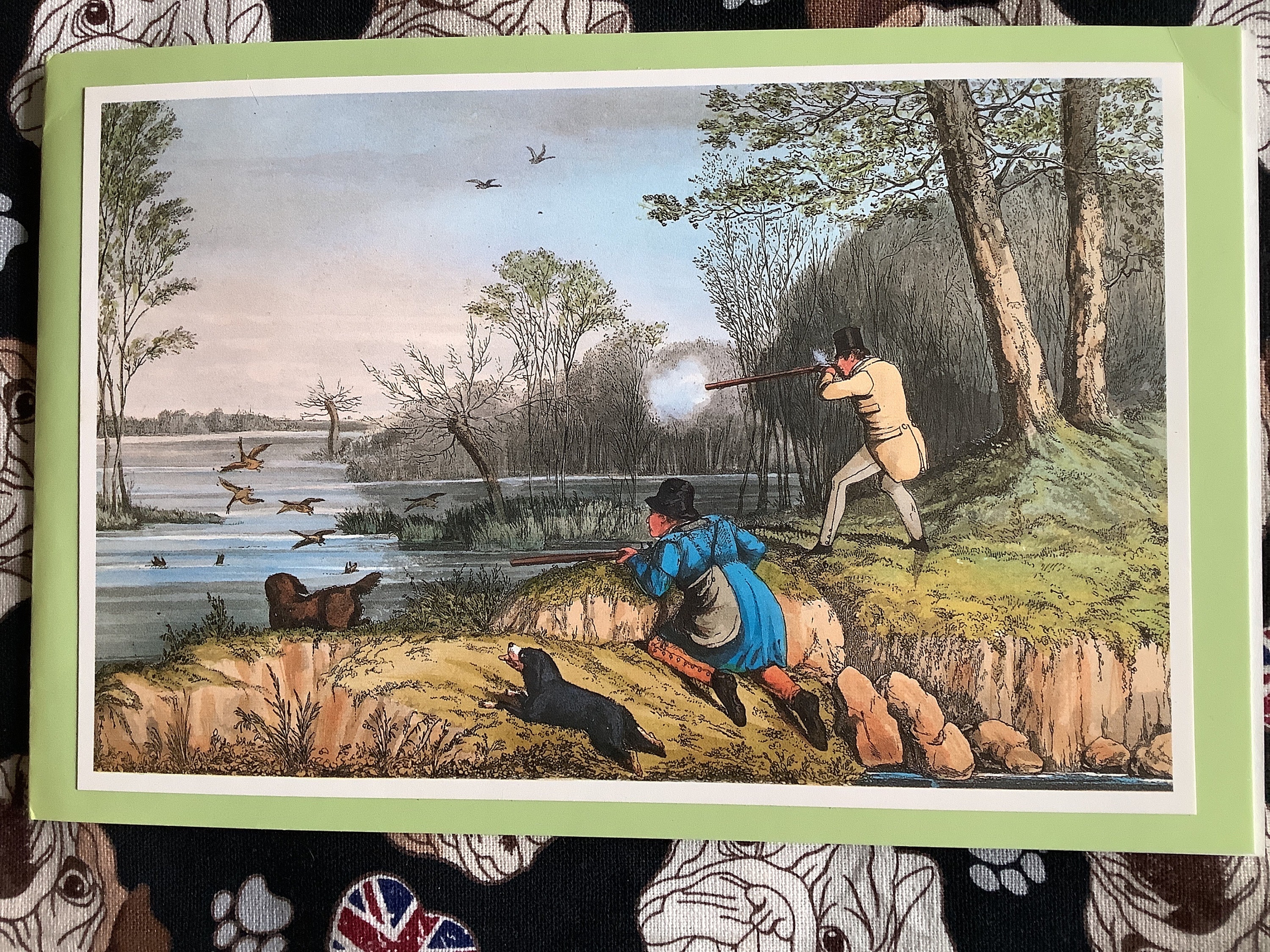 Hunting Card Background EXTREMELY RARE Vintage Circa 1970s Hunting Design - Hand Finished ...