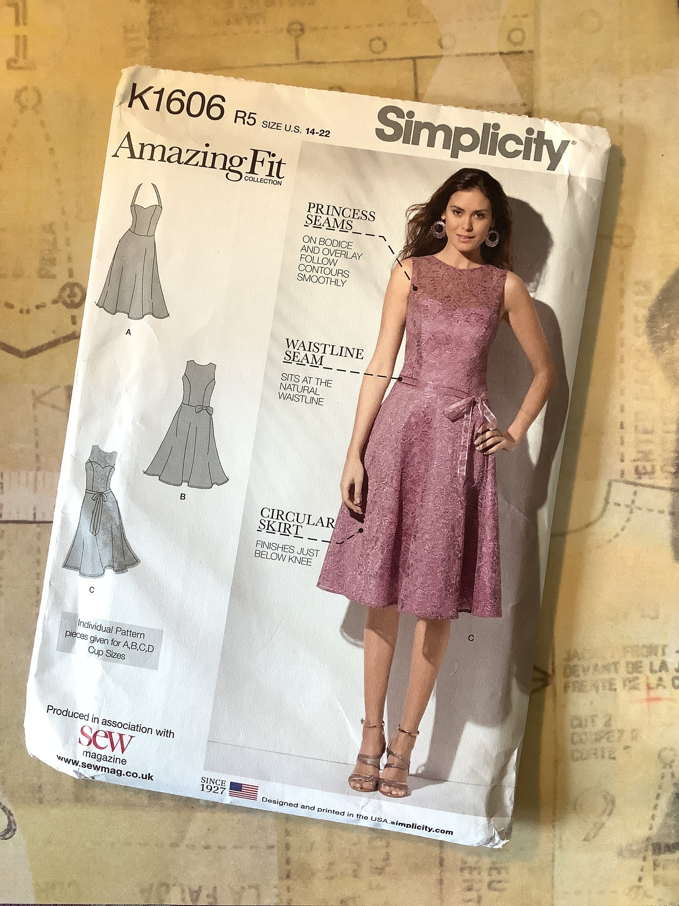 Amazing Fit Princess Seam Dress Simplicity 1537 AA 10-18 or BB 20W-28W New  Sewing Pattern Drop Waist, B, C, D Cup Size Pattern Pieces -  Norway