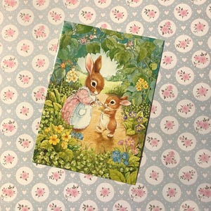 RARO biglietto d'auguri per la festa della mamma degli anni '80 circa - ADORABILE coniglio mamma e coniglietto design di Lynn Bywaters Ferris - grazioso biglietto nostalgico da incorniciare