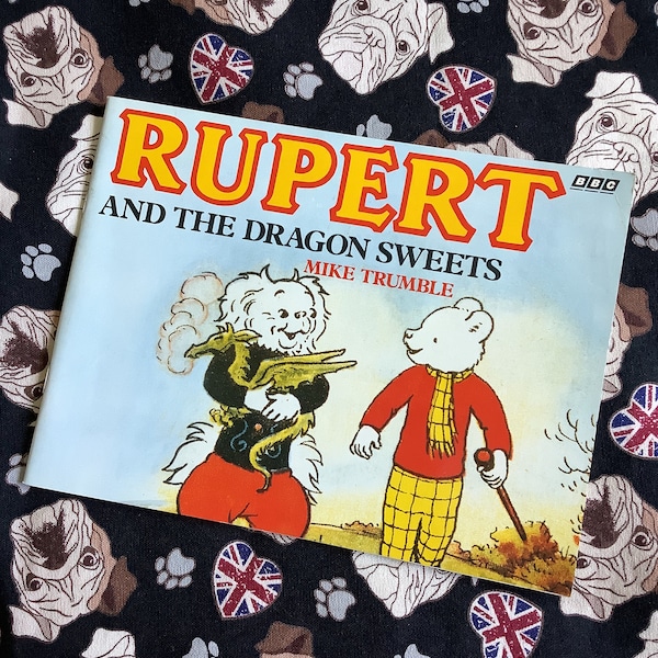 Vintage 1989 Première édition « Rupert And The Dragon Sweets » Livre de poche par Mike Trumble - Livres BBC - Livre d'images Rupert Bear - Cadeau Rupert