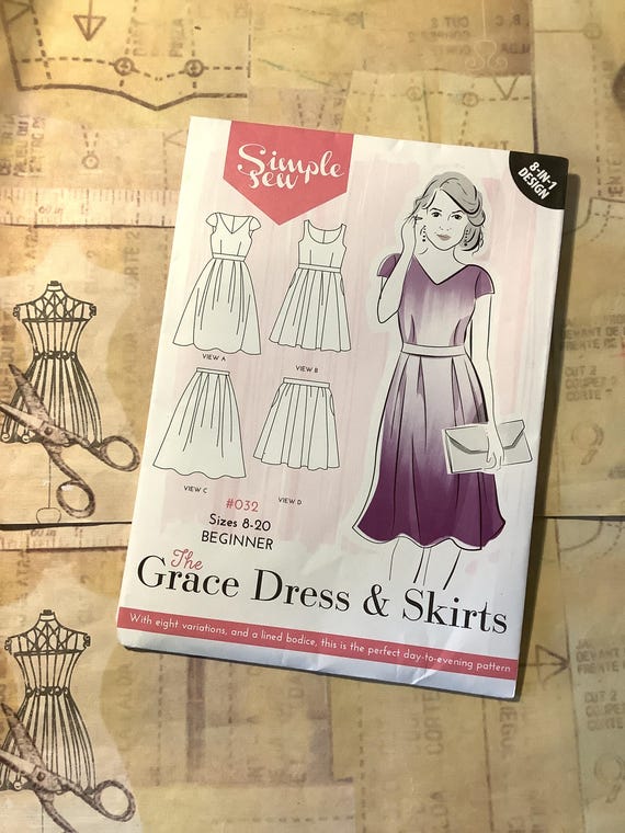 Patrón de costura sencillo sin cortar 32: Vestido y falda