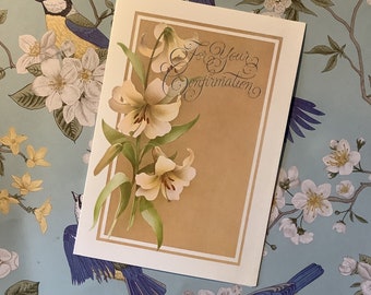 Vintage Circa 1980s 'For Your Confirmation' Card with BEAUTIFUL Floral Design - A Card To Treasure Forever - Sweet Verse Inside -Nostalgia