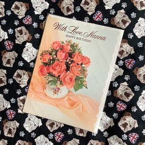 RARO Grande Verdadeiro Vintage Circa 1980s Com Amor, Nanna' BONITO Cartão de Aniversário Floral Fotográfico Retro - Cartão Nostalgia Loving Nanna - Sweet Verse