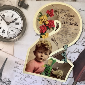 MOLTO RARO Vero vintage STUPENDO degli anni '40 circa 'Un sacco di amore per una piccola cartolina di compleanno non scritta di due anni. Adorabile biglietto con versi da conservare