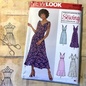 ladies new look dresses Uncut 2019 Sewing Pattern No N6617 for -sizes 10-22 - 3 Different Variations - Maxi Dress - Sleeveless Dress -supply White Ribbed Knit Flare Mini Dress
