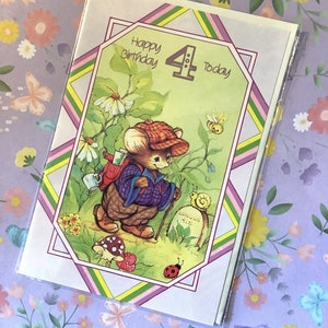 SELTEN Circa 1980er Jahre Vintage/Retro 'Happy Birthday 4 Today' - Super süßes 'Rambling' Maus Design - Naturliebhaber Geburtstagskarte - Nostalgische Karte