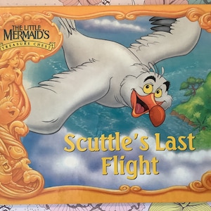 Beautiful Vintage 1992 The Little Mermaid’s Treasure Chest ‘Scuttle&#39;s Last Flight’ Hardback Book -Fun Disney Birthday Gift - Ariel Fan Gift