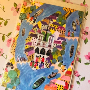 EXTREMELY Rare Unwritten Vintage/Retro Circa 1970s Blank Birthday Card with Arty, Beautiful Amsterdam/Prague Looking Scene Card to Frame image 1