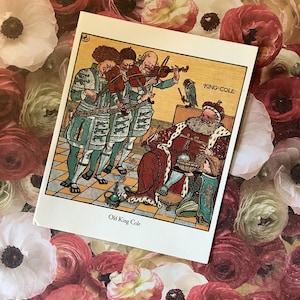 EXTRÊMEMENT RARE vintage Circa 1970s 'Old Rhymes' Nursery Rhyme 'Old King Cole' Pretty Design by Walter Crane Card To Frame ENDOMMAGÉ Enveloppe
