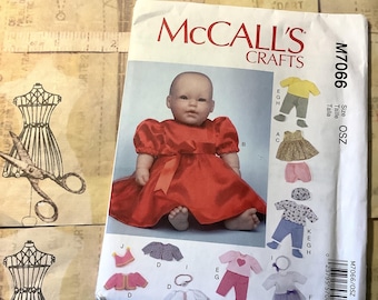 RARE Uncut F/F 2014 McCall's Crafts Sewing Pattern M7066 for Doll's Clothes and Accessories for 11" - 12" and 15" - 16" Baby Dolls - Supply