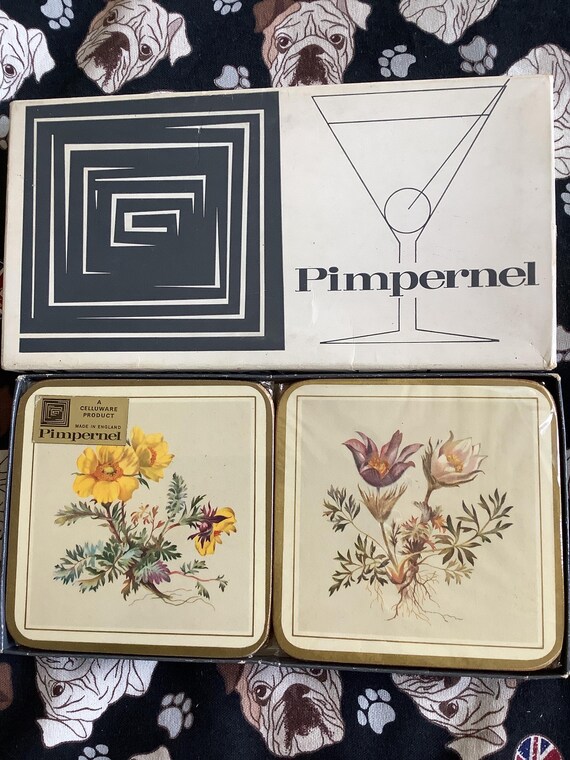 6 Sous-verres Vintage Pimpernel Motif Floral - Diamètre 10 Cm, Bois Authentique UK
