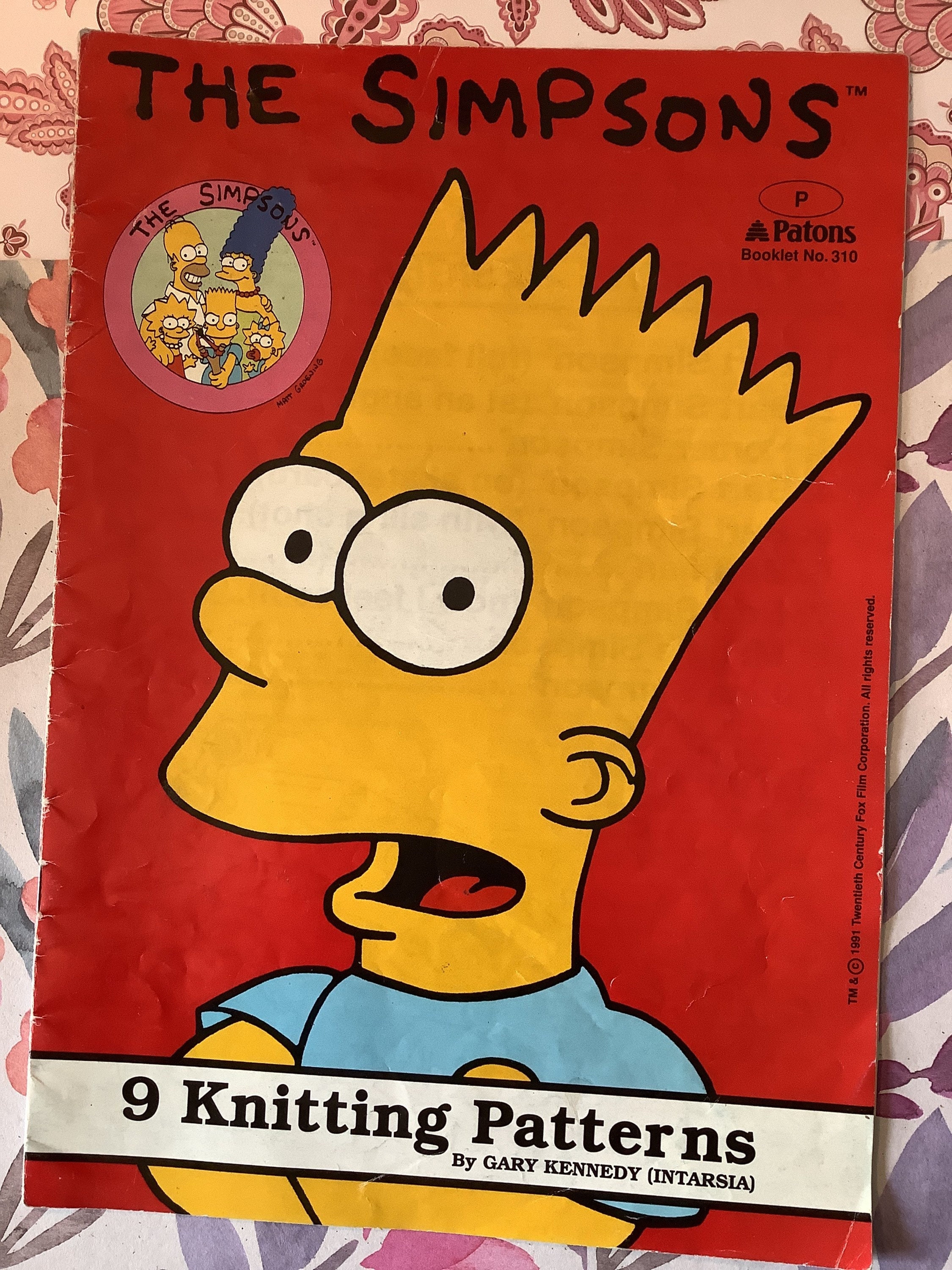 The Simpsons 9 Intarsia Patterns Jumper Sweater Knitting Pattern Gary