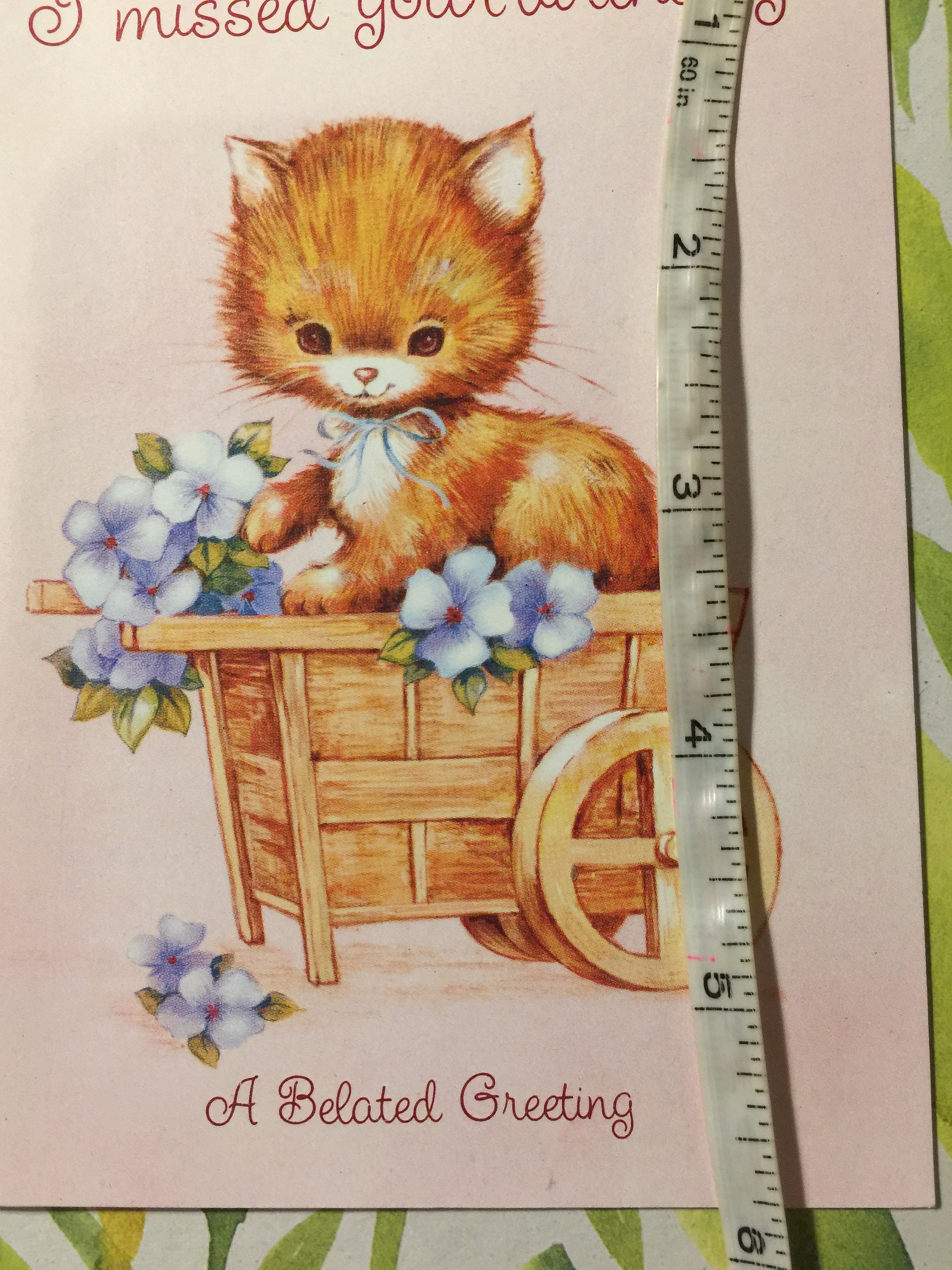 FABULOUS Rare Vintage Circa 1970s Belated Birthday Card Cute Ginger Cat ...