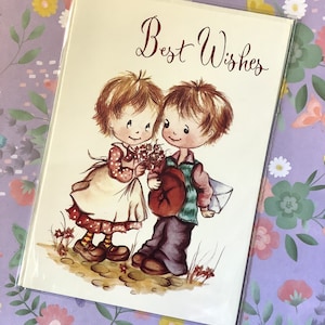 ESTREMAMENTE RARA Vintage inutilizzata circa anni '60 "Best Wishes" Card - Design di coppia carina - Una carta per molte occasioni - Amanti retrò - Busta danneggiata