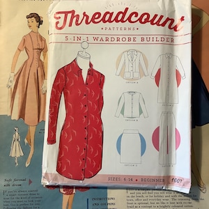 Threadcount 1607 Sewing Pattern – 5-In-1 Wardrobe Builder Jacket, Cardigan, Dress, Skirt, Pants (Sizes 6-14)