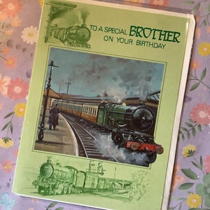 FABELHAFTER seltener Vintage/Retro 1970er Jahre Dampfzug 'To A Special Brother on Your Birthday' Karte - Dampfzugfan - Zugliebhaber - Pevril Cards