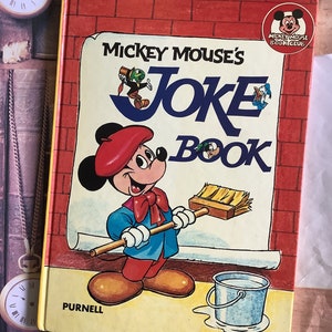 RARE Vintage 1977 &#39;Mickey Mouse&#39;s Joke Book&#39; Walt Disney Large Size Hardback Book - Humorous Book Packed Full of Disney Characters -Fun Gift
